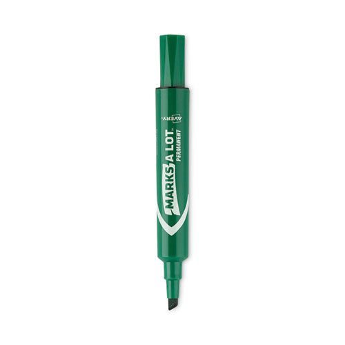 Image of Avery® Marks A Lot Large Desk-Style Permanent Marker, Broad Chisel Tip, Green, Dozen (8885)