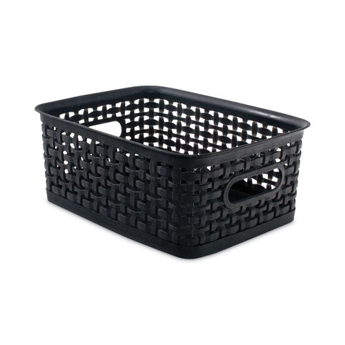 Image of Advantus Plastic Weave Bin, Small, 10" X 7.5" X 4", Black