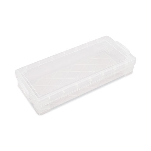 Image of Advantus Super Stacker Pencil Box, 8.25" x 3.75" x 1.5", Clear