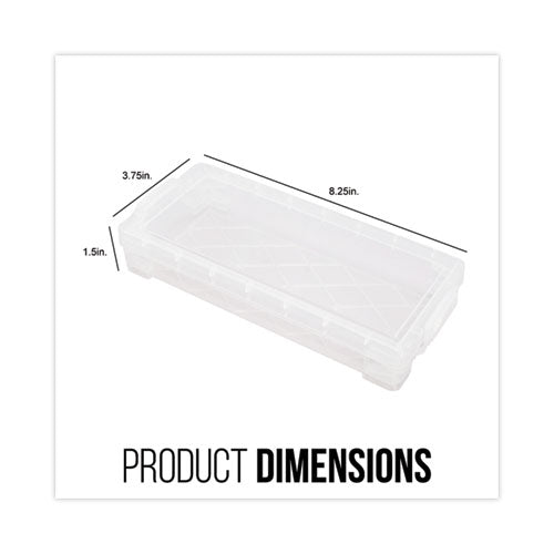 Image of Advantus Super Stacker Pencil Box, 8.25" x 3.75" x 1.5", Clear