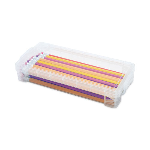 Image of Advantus Super Stacker Pencil Box, 8.25" x 3.75" x 1.5", Clear