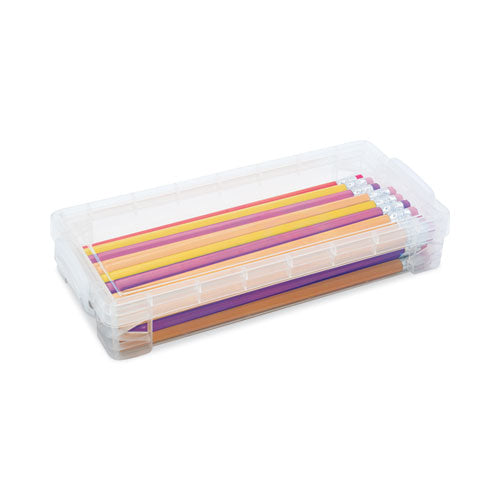 Image of Advantus Super Stacker Pencil Box, 8.25" x 3.75" x 1.5", Clear