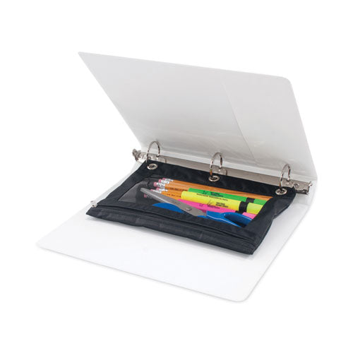 Image of Advantus Binder Pencil Pouch, 3-Hole Punched, 10" x 7.38", Black/Clear, 3/Pack