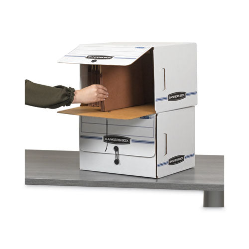 Image of Bankers Box® Side-Tab Storage Boxes, Letter Files, White/blue, 12/carton