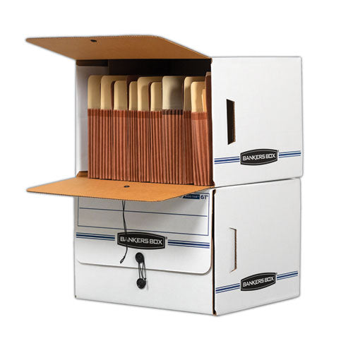 Image of Bankers Box® Side-Tab Storage Boxes, Letter Files, White/blue, 12/carton