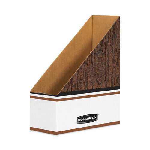 Image of Bankers Box® Corrugated Cardboard Magazine File, 4 x 11 x 12.25, Wood Grain, 12/Carton