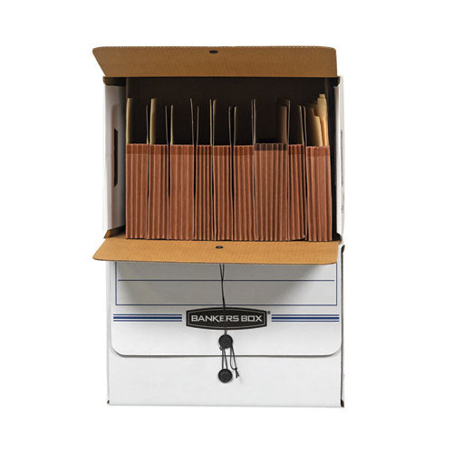 Image of Bankers Box® Side-Tab Storage Boxes, Letter Files, White/blue, 12/carton