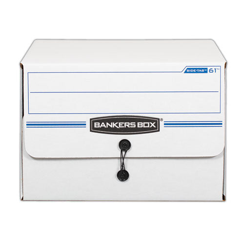 Image of Bankers Box® Side-Tab Storage Boxes, Letter Files, White/blue, 12/carton