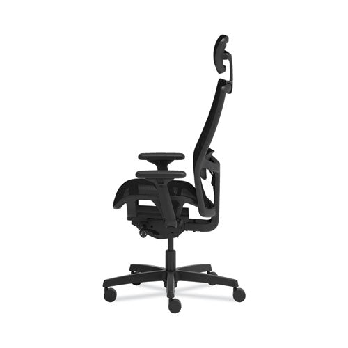 Image of HON® Ignition 2.0 4-Way Stretch Mesh Back/Seat Task Chair with Headrest, Supports Up to 300 lbs, 17" to 21" Seat, Black Seat/Base
