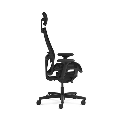 Image of HON® Ignition 2.0 4-Way Stretch Mesh Back/Seat Task Chair with Headrest, Supports Up to 300 lbs, 17" to 21" Seat, Black Seat/Base
