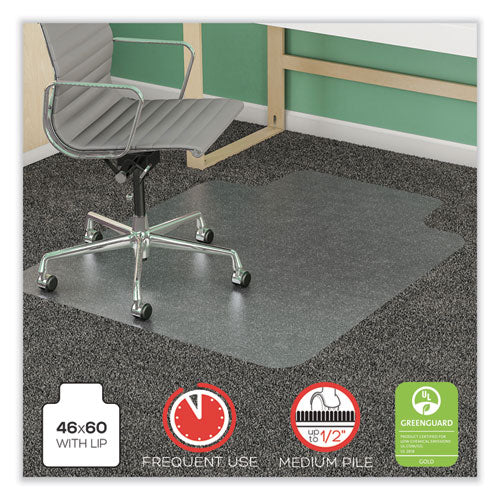 Image of deflecto® Supermat Frequent Use Chair Mat For Medium Pile Carpet, 46 X 60, Wide Lipped, Clear