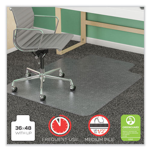 Image of deflecto® Supermat Frequent Use Chair Mat, Med Pile Carpet, Roll, 36 X 48, Lipped, Clear