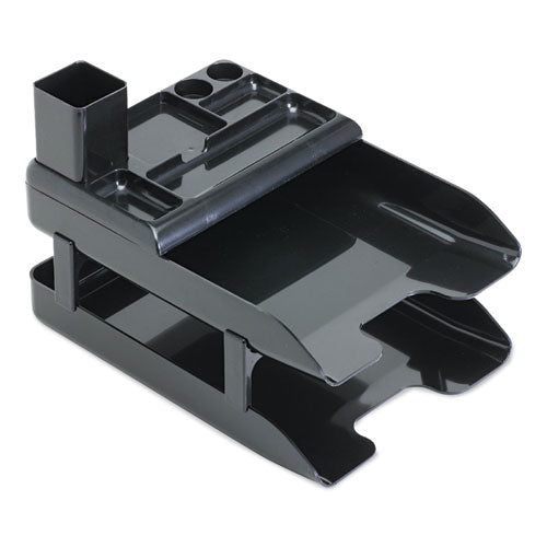 Image of deflecto® Corporate Desk Tray Set, 2 Sections, Letter To Legal Size Files, 10" X 13.63" X 2.25", Black, Set