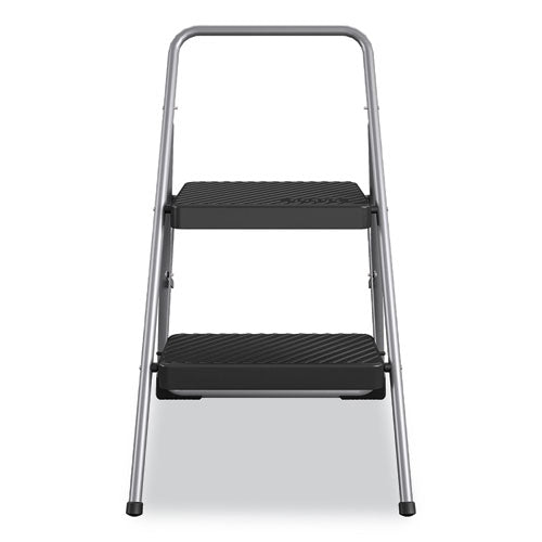 Image of Cosco® 2-Step Folding Steel Step Stool, 200 lb Capacity, 28.13" Working Height, Cool Gray
