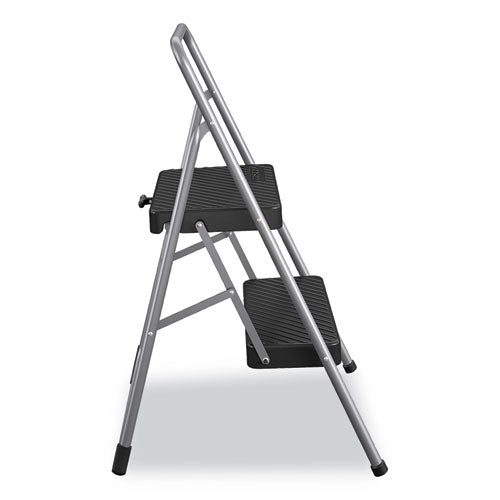 Image of Cosco® 2-Step Folding Steel Step Stool, 200 lb Capacity, 28.13" Working Height, Cool Gray