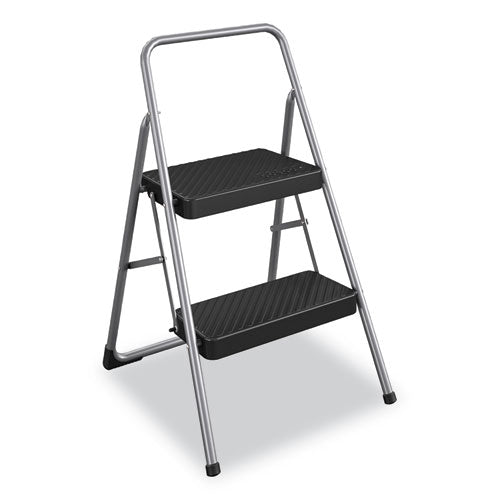 Image of Cosco® 2-Step Folding Steel Step Stool, 200 lb Capacity, 28.13" Working Height, Cool Gray