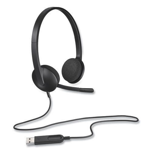 Image of Logitech® H340 Binaural Over The Head Corded Headset, Black