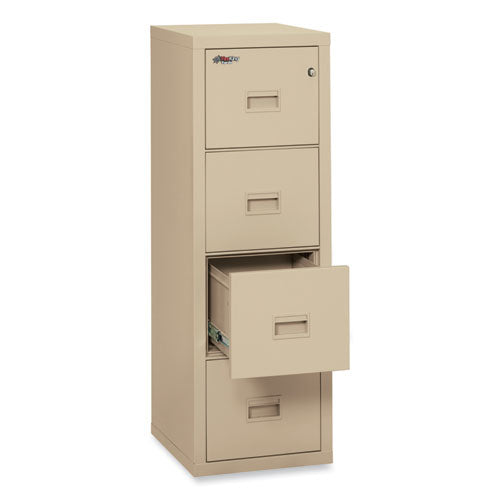 Image of FireKing® Compact Turtle Insulated Vertical File, 1-Hour Fire Protection, 4 Legal/letter File Drawer, Parchment, 17.75 X 22.13 X 52.75