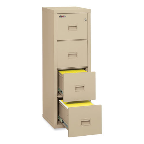 Image of FireKing® Compact Turtle Insulated Vertical File, 1-Hour Fire Protection, 4 Legal/letter File Drawer, Parchment, 17.75 X 22.13 X 52.75
