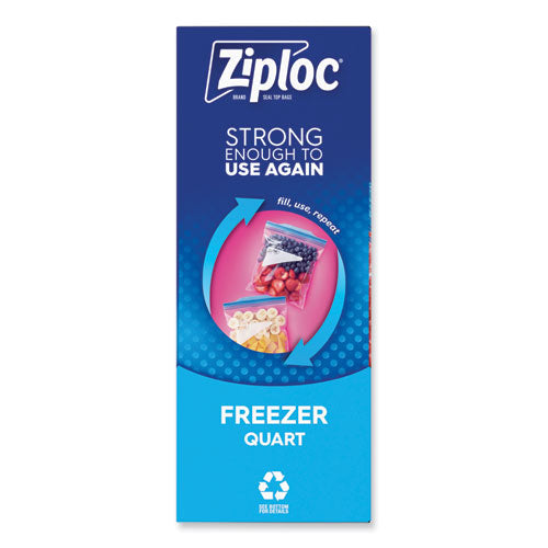 Image of Ziploc® Zipper Freezer Bags, 32 oz, 6.97" x 7.7", Clear, 38 Bags/Box, 9 Boxes/Carton