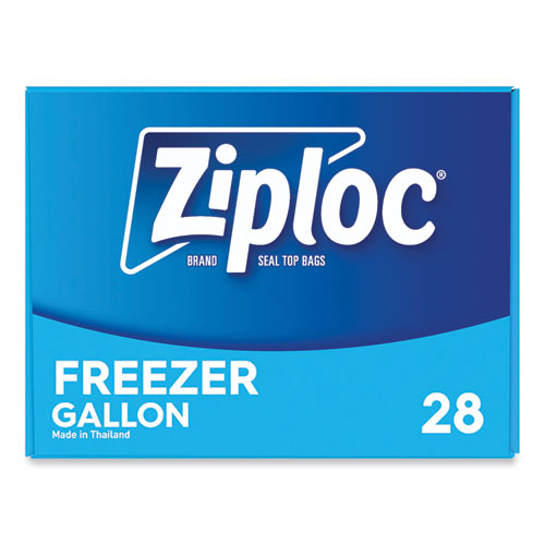 Image of Ziploc® Zipper Freezer Bags, 1 gal, 9.6" x 12.1", Clear, 28 Bags/Box, 9 Boxes/Carton