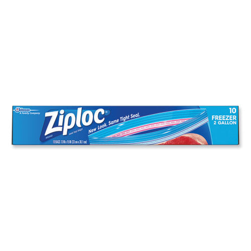Image of Ziploc® Zipper Freezer Bags, 2 gal, 13" x 15", Clear, 10/Box