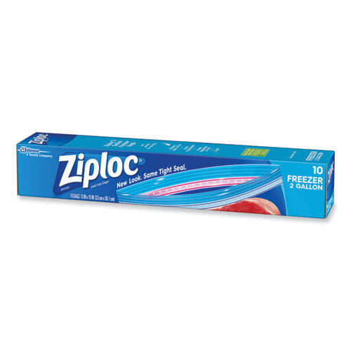 Image of Ziploc® Zipper Freezer Bags, 2 gal, 13" x 15", Clear, 10/Box