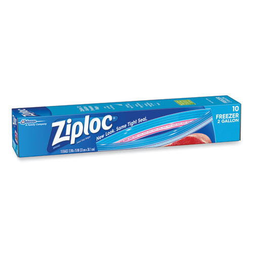 Image of Ziploc® Zipper Freezer Bags, 2 gal, 13" x 15", Clear, 10/Box