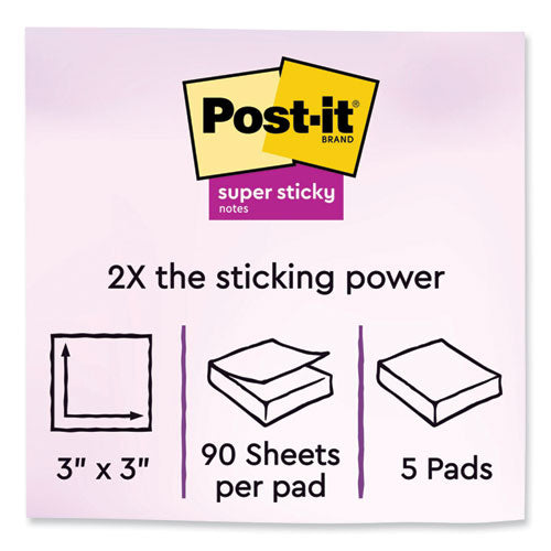 Image of Post-it® Notes Super Sticky Self-Stick Notes, 3" x 3", Saffron Red, 90 Sheets/Pad, 5 Pads/Pack
