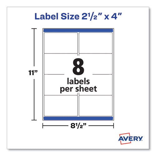 Image of Avery® Shipping Labels with TrueBlock Technology, Inkjet Printers, 2.5 x 4, White, 8 Labels/Sheet, 25 Sheets/Pack