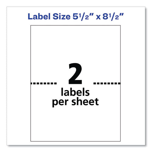 Image of Avery® Shipping Labels with TrueBlock Technology, Inkjet Printers, 5.5 x 8.5, White, 2 Labels/Sheet, 100 Sheets/Pack, 2 Packs