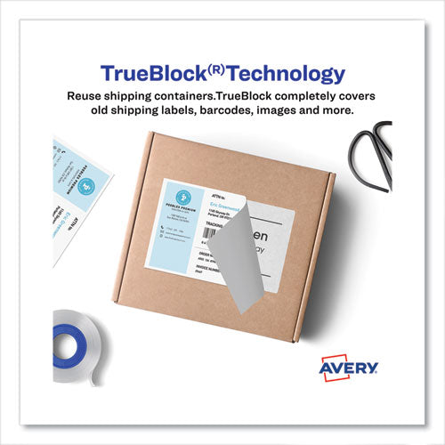 Image of Avery® Shipping Labels with TrueBlock Technology, Inkjet Printers, 5.5 x 8.5, White, 2 Labels/Sheet, 100 Sheets/Pack, 2 Packs