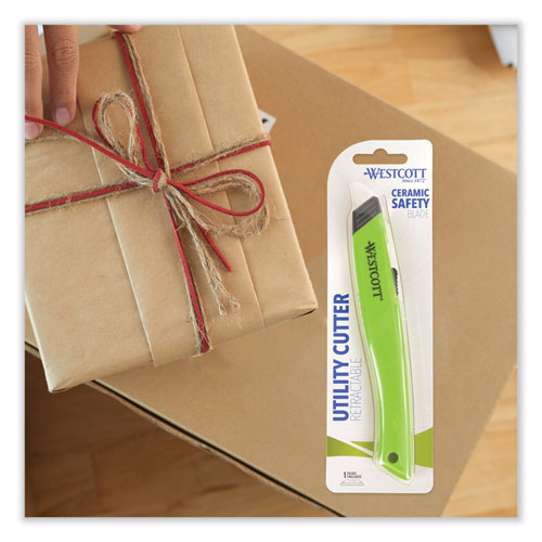 Image of Westcott® Safety Ceramic Blade Box Cutter, 0.5" Blade, 5.5" Plastic Handle, Green