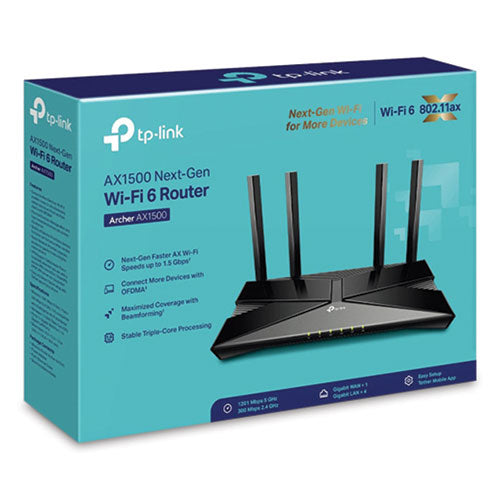 Image of TP-Link Archer AX1500 Wireless and Ethernet Router, 5 Ports, Dual-Band 2.4 GHz/5 GHz