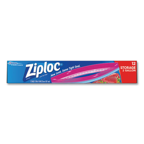 Image of Ziploc® Double Zipper Storage Bags, 2 Gallon, 13" x 15", Clear, 12/Box