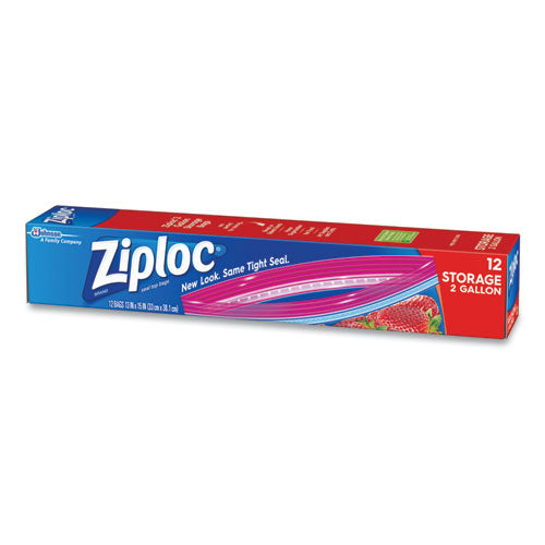 Image of Ziploc® Double Zipper Storage Bags, 2 Gallon, 13" x 15", Clear, 12/Box