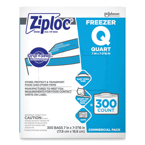 Image of Ziploc® Zipper Freezer Bags, 32 oz, 7" x 7.75", Clear, 300/Carton