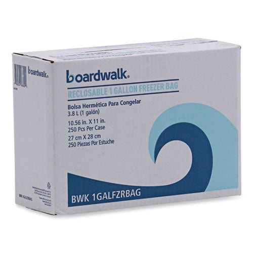 Image of Boardwalk® Reclosable Freezer Storage Bags, 1 gal, 10.5" x 11", Clear, 250/Box