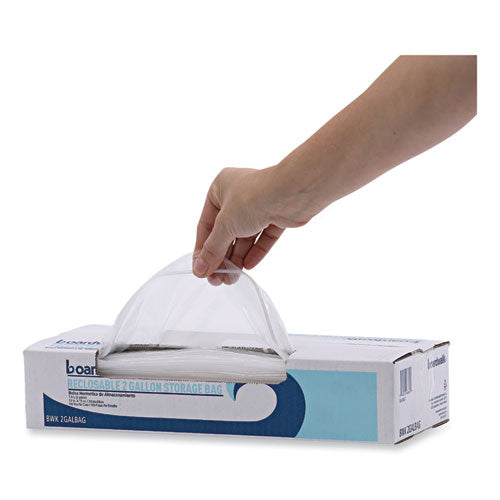 Image of Boardwalk® Reclosable Food Storage Bags, 2 Gallon, 13" x 15", Clear, 100/Box