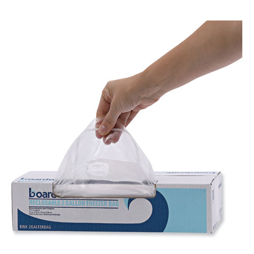 Image of Boardwalk® Reclosable Freezer Storage Bags, 2 gal, 13" x 15", Clear, 100/Box