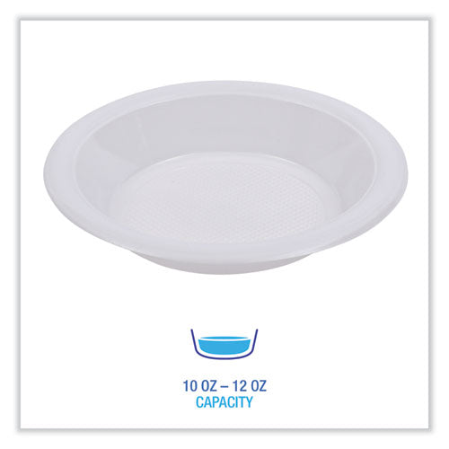 Image of Boardwalk® Hi-Impact Plastic Dinnerware, Bowl, 10 oz to 12 oz, White, 1,000/Carton
