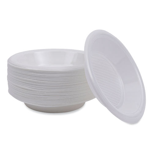 Image of Boardwalk® Hi-Impact Plastic Dinnerware, Bowl, 10 oz to 12 oz, White, 1,000/Carton