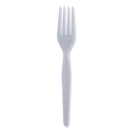 Image of Boardwalk® Heavyweight Polystyrene Cutlery, Fork, Plastic, White, 1,000/Carton