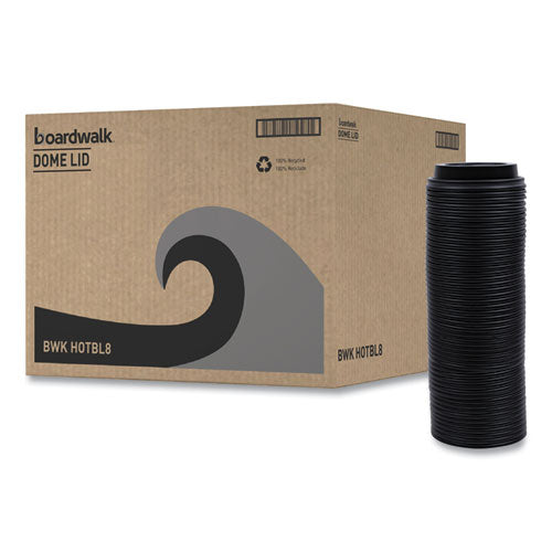 Image of Boardwalk® Hot Cup Lids, Fits 8 oz Hot Cups, Plastic, Black, 1,000/Carton
