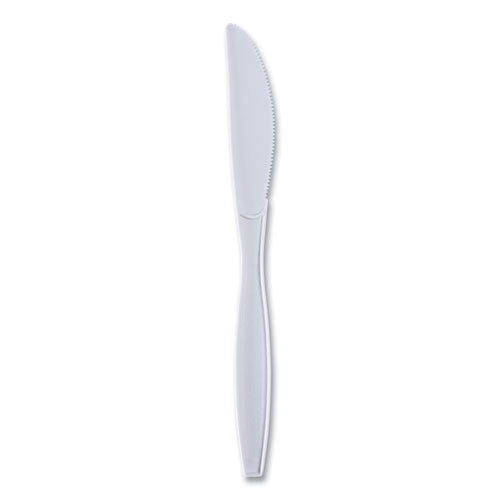 Image of Boardwalk® Heavyweight Wrapped Polypropylene Cutlery, Knife, Plastic, White, 1,000/Carton