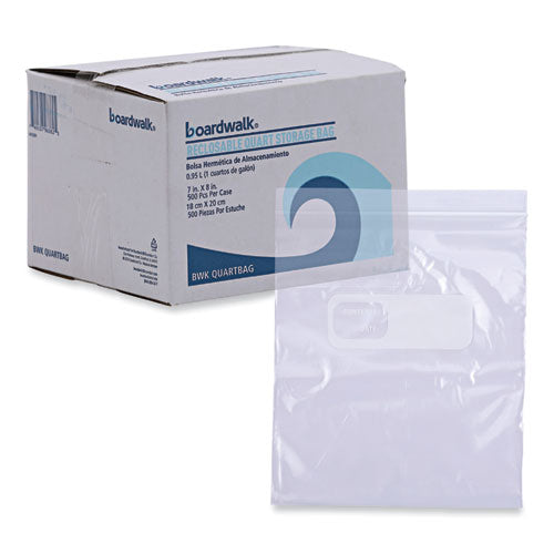 Image of Boardwalk® Reclosable Food Storage Bags, Quart, 7" x 8", Clear, 500/Box