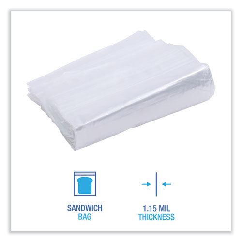 Image of Boardwalk® Reclosable Food Storage Bags, Sandwich, 6.5" x 5.89", Clear, 500/Box