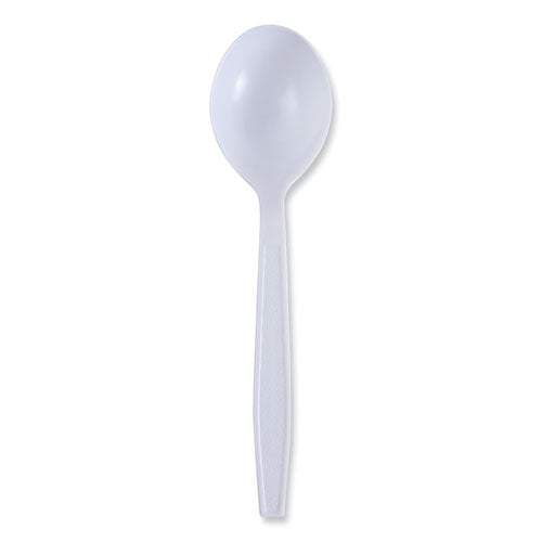 Image of Boardwalk® Heavyweight Wrapped Polypropylene Cutlery, Soup Spoon, Plastic, White, 1,000/Carton