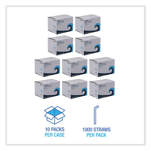 Image of Boardwalk® Single-Tube Stir-Straws, 5.25", Polypropylene, Black, 1,000/pack, 10 Packs/carton