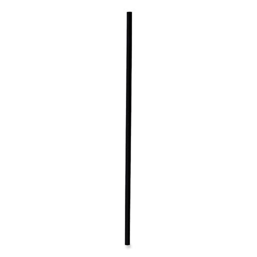 Image of Boardwalk® Single-Tube Stir-Straws, 5.25", Polypropylene, Black, 1,000/pack, 10 Packs/carton